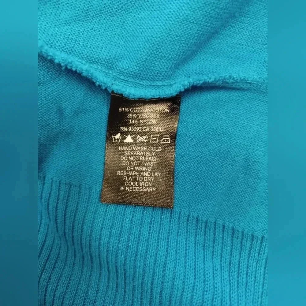 Nic+Zoe LS Open Teal Blue Cardigan Size Small - Picture 9 of 9